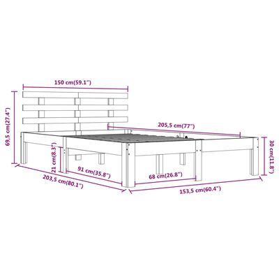 vidaXL Bedframe massief hout 150x200 cm