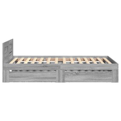 vidaXL Bedframe met hoofdeinde bewerkt hout grijs sonoma 100x200 cm