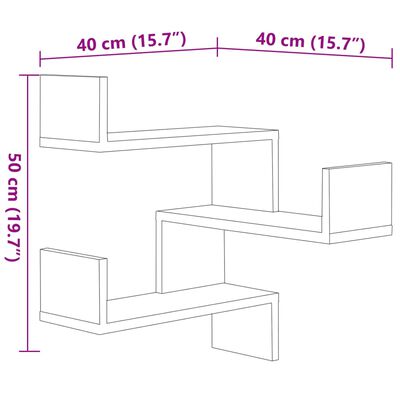 vidaXL Hoekwandschappen 2 st 40x40x50 cm bewerkt hout betongrijs