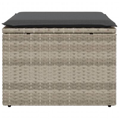 vidaXL Tuinkruk met kussen 55x55x37 cm poly rattan lichtgrijs