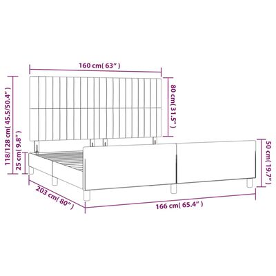 vidaXL Bedframe zonder matras 160x200 cm fluweel donkerblauw