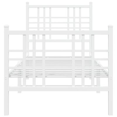 vidaXL Bedframe met hoofd- en voeteneinde metaal wit 75x190 cm