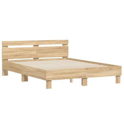 vidaXL Bedframe met hoofdeinde bewerkt hout sonoma eiken 140x200 cm