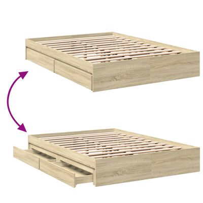 vidaXL Bedframe met lades bewerkt hout sonoma eikenkleurig 140x200 cm