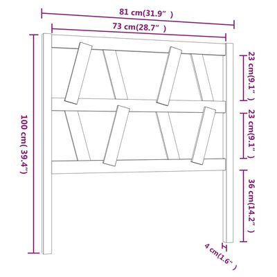 vidaXL Hoofdbord 81x4x100 cm massief grenenhout honingbruin