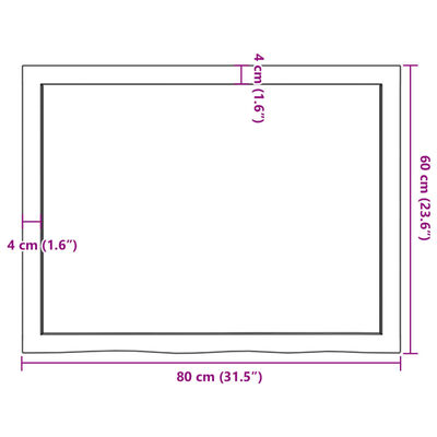 vidaXL Wastafelblad 80x60x(2-4) cm behandeld massief hout lichtbruin