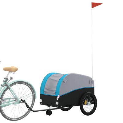 vidaXL Fietstrailer 45 kg ijzer zwart en blauw