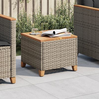 vidaXL Tuintafel 45x45x37 cm poly rattan en acaciahout grijs