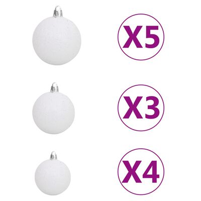 vidaXL Kunstkerstboom met verlichting en kerstballen 380 takken 150 cm