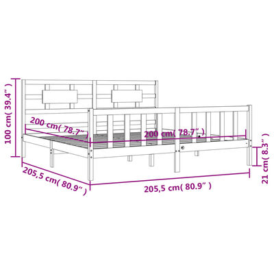 vidaXL Bedframe zonder matras massief grenenhout 200x200 cm