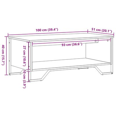 vidaXL Salontafel 100x51x40 cm bewerkt hout grijs sonoma