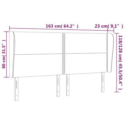 vidaXL Hoofdbord met randen 163x23x118/128 cm kunstleer crèmekleurig