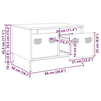 vidaXL Tv-meubel 68x50x43,5 cm koudgewalst staal wit