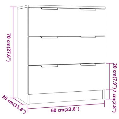 vidaXL Dressoir 60x30x70 cm bewerkt hout hoogglans wit