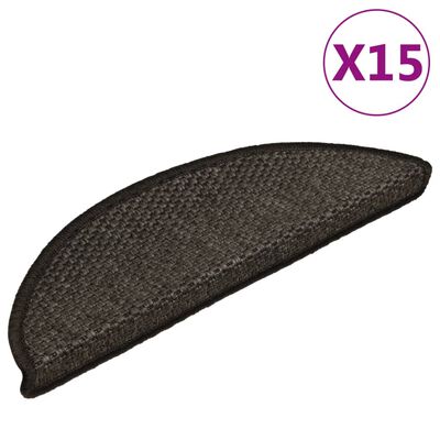 vidaXL Trapmatten zelfklevend 15st sisal-look 56x17x3cm antracietkleur