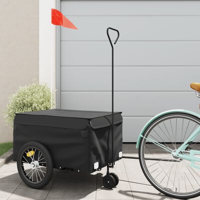 vidaXL Fietstrailer 45 kg ijzer zwart