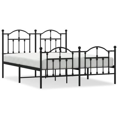 vidaXL Bedframe met hoofd- en voeteneinde metaal zwart 140x190 cm