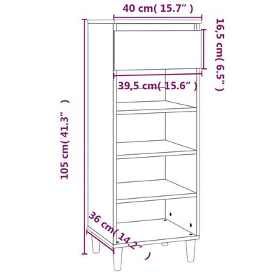 vidaXL Schoenenkast 40x36x105 cm bewerkt hout hoogglans wit