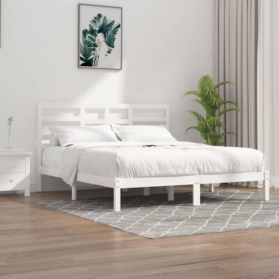 vidaXL Bedframe massief hout wit 180x200 cm