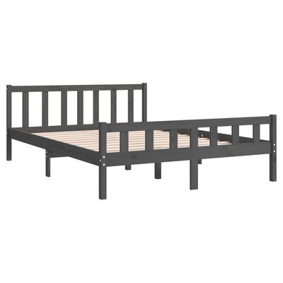 vidaXL Bedframe massief hout grijs 140x200 cm