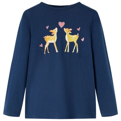 Kindershirt met lange mouwen 104 marineblauw