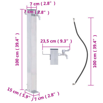 vidaXL Waterzuil vierkant 100 cm roestvrij staal