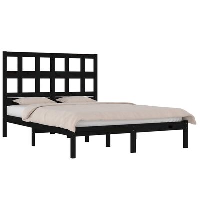 vidaXL Bedframe massief grenenhout zwart 120x190 cm