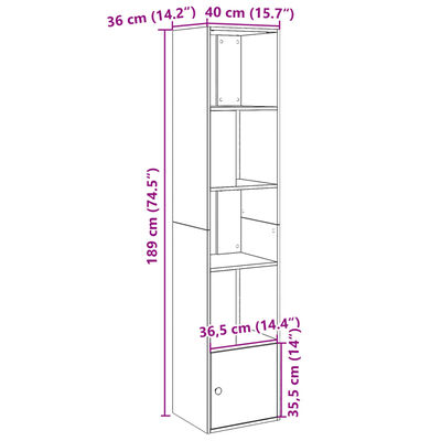 vidaXL Boekenkast 40x36x189 cm bewerkt hout gerookt eikenkleurig