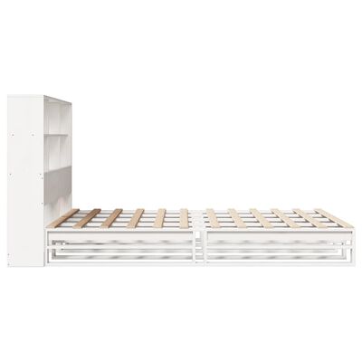 vidaXL Bed met boekenkast zonder matras massief hout wit 120x190 cm