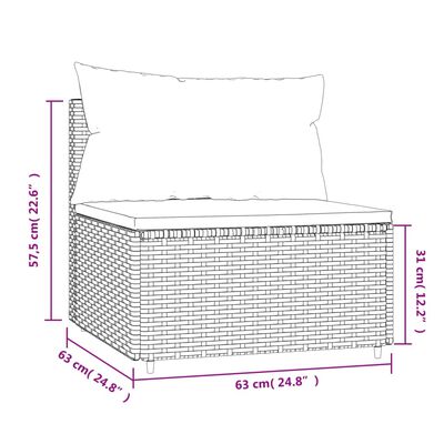 vidaXL Tuinmiddenbank met kussens poly rattan bruin