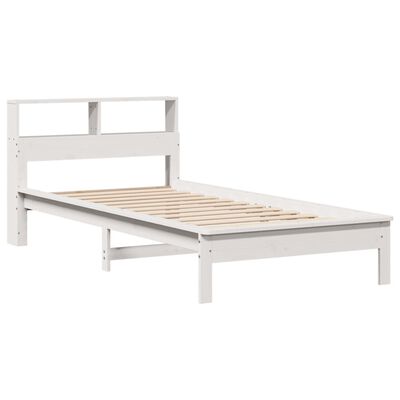 vidaXL Bed met boekenkast zonder matras grenenhout wit 75x190 cm