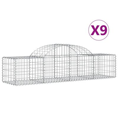 vidaXL Schanskorven 9 st gewelfd 200x50x40/60 cm gegalvaniseerd ijzer