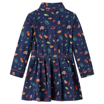 Kinderjurk met lange mouwen 128 marineblauw