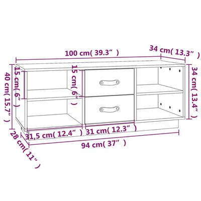 vidaXL Tv-meubel 100x34x40 cm massief grenenhout zwart