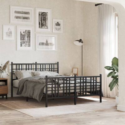 vidaXL Bedframe met hoofd- en voeteneinde metaal zwart 140x190 cm