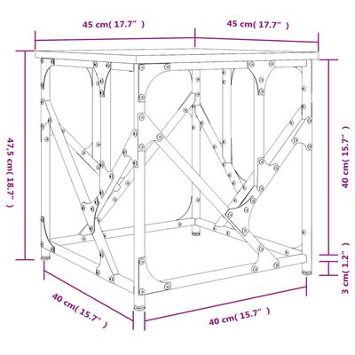 vidaXL Salontafel 45x45x47,5 cm bewerkt hout gerookt eikenkleurig