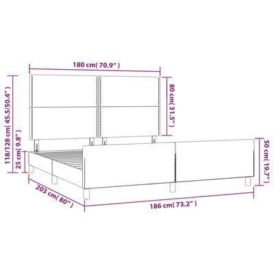 vidaXL Bedframe met hoofdeinde fluweel lichtgrijs 180x200 cm