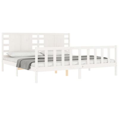 vidaXL Bedframe met hoofdbord massief hout wit 200x200 cm