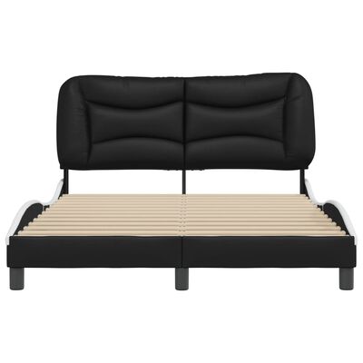 vidaXL Bedframe met hoofdbord kunstleer zwart en wit 140x200 cm