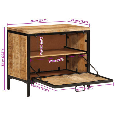 vidaXL Schoenenkast 60x35x53 cm massief ruw mangohout