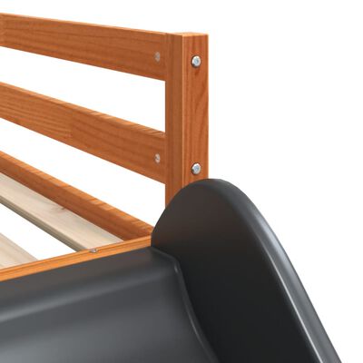 vidaXL Stapelbed met glijbaan en ladder grenenhout wasbruin 90x190 cm