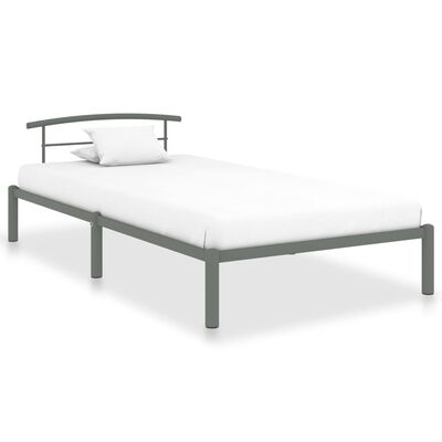 vidaXL Bedframe metaal grijs 90x200 cm