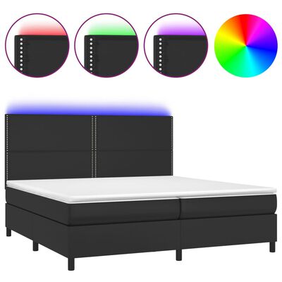 vidaXL Boxspring met matras en LED kunstleer zwart 200x200 cm