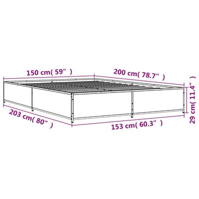 vidaXL Bedframe bewerkt hout metaal bruin eikenkleur 150x200 cm