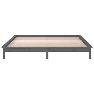 vidaXL Bedframe LED massief hout grijs 200x200 cm