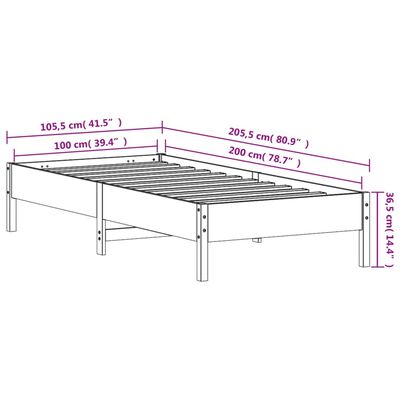 vidaXL Bedframe zonder matras massief grenenhout wasbruin 100x200 cm