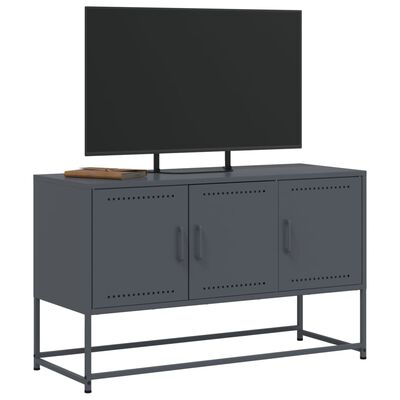 vidaXL Tv-meubel 100,5x39x60,5 cm staal antracietkleurig