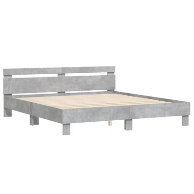 vidaXL Bedframe met hoofdeinde bewerkt hout betongrijs 160x200 cm