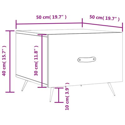 vidaXL Salontafels 2 st 50x50x40 cm bewerkt hout hoogglans wit