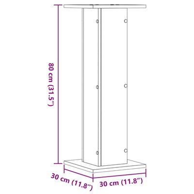 vidaXL Plantenstandaards 2 st 30x30x80 cm bewerkt hout grijs sonoma